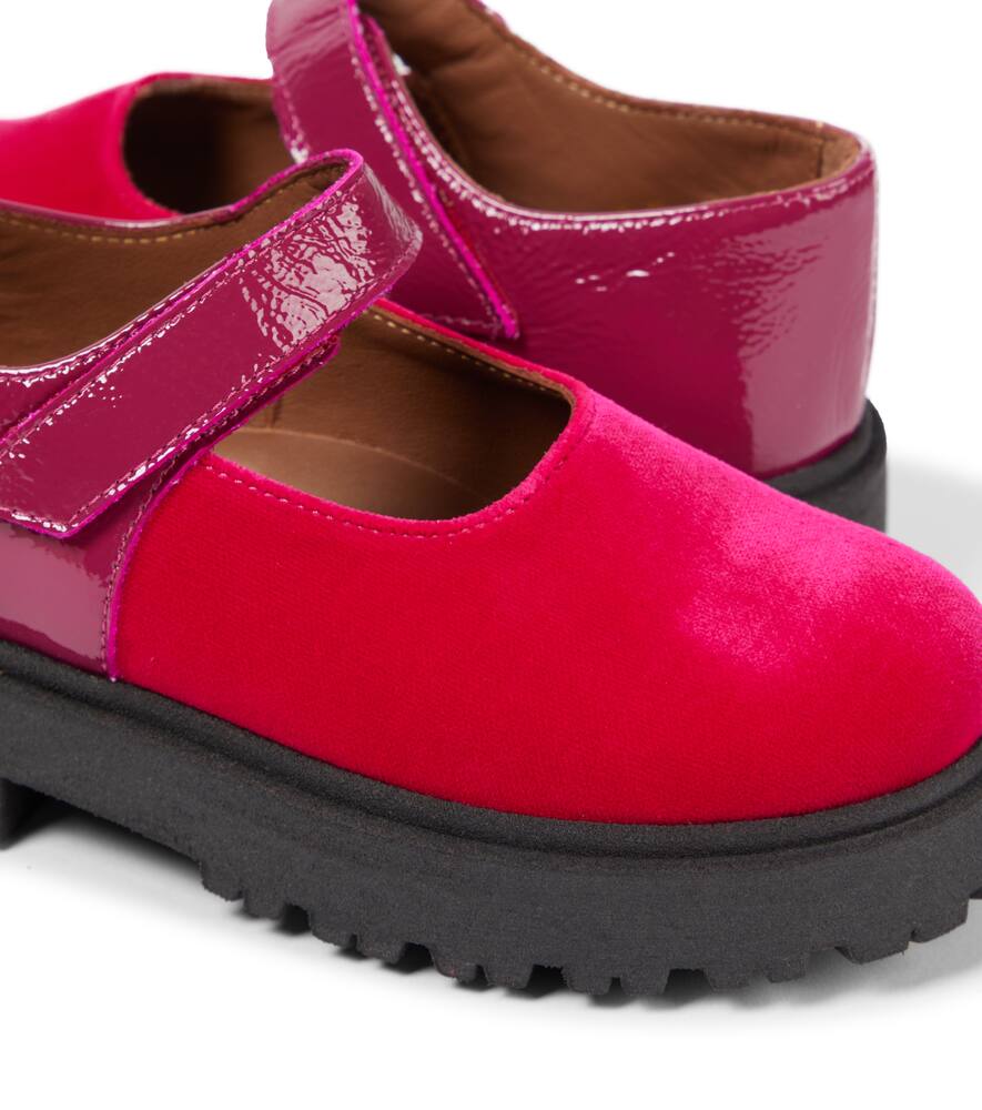 Pèpè Leather-trimmed Velvet Ballet Flats In Red