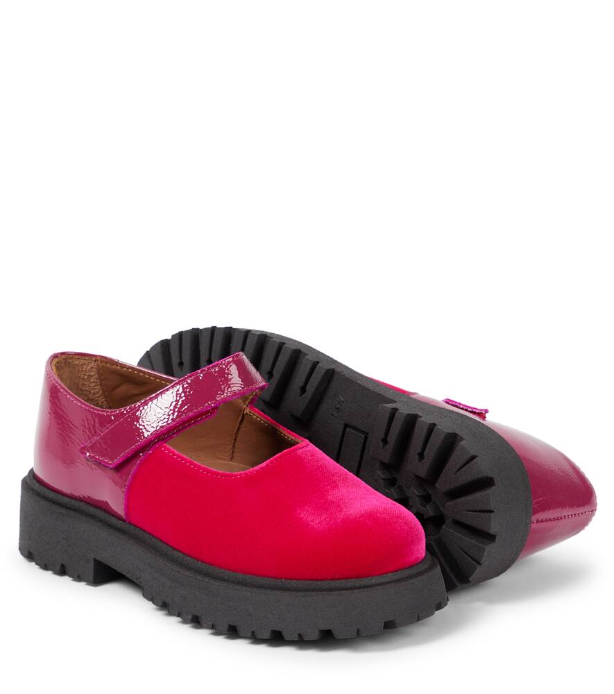 Pèpè Leather-trimmed Velvet Ballet Flats In Red