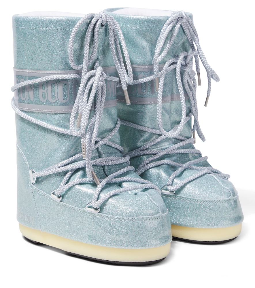 Moon Boot Icon Glitter Snow Boots In Blue