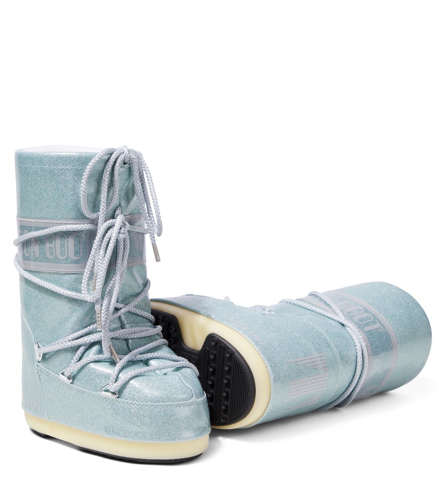 Moon Boot Icon Glitter Snow Boots In Blue