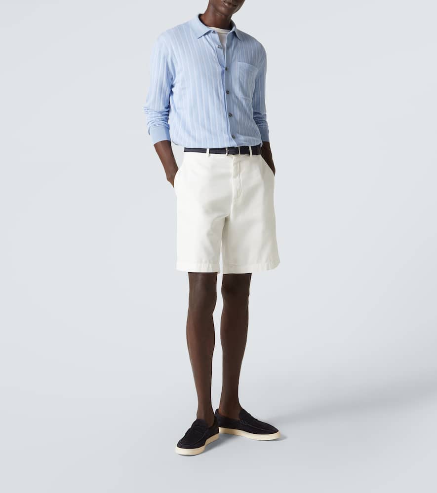 Brioni Cotton, Silk And Linen Cardigan In Blue