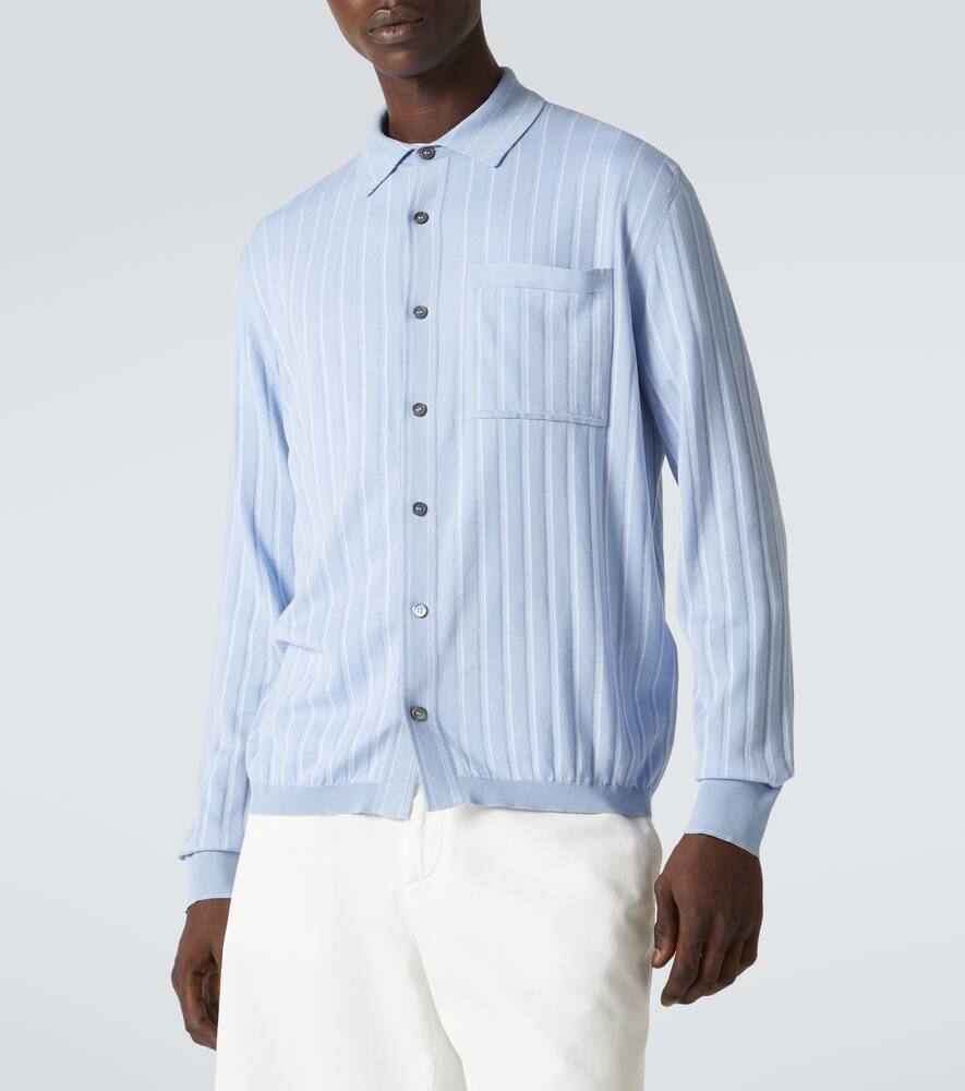 Brioni Cotton, Silk And Linen Cardigan In Blue