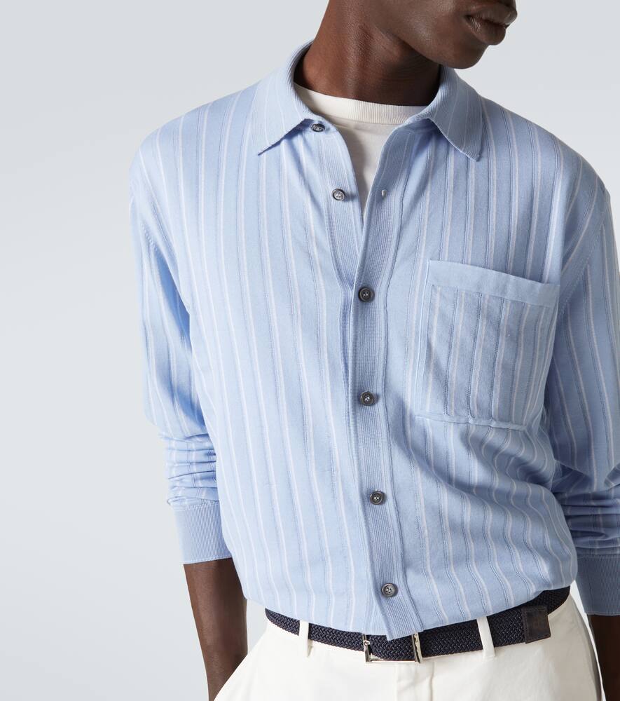 Brioni Cotton, Silk And Linen Cardigan In Blue