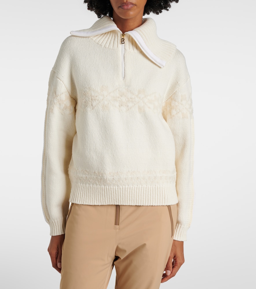Elana Jacquard Wool-Blend Half-Zip Sweater