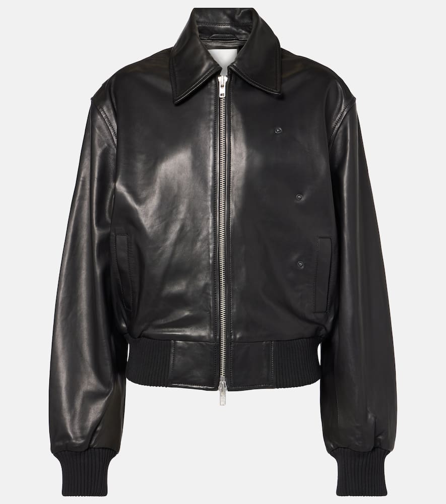 Leather bomber jacket