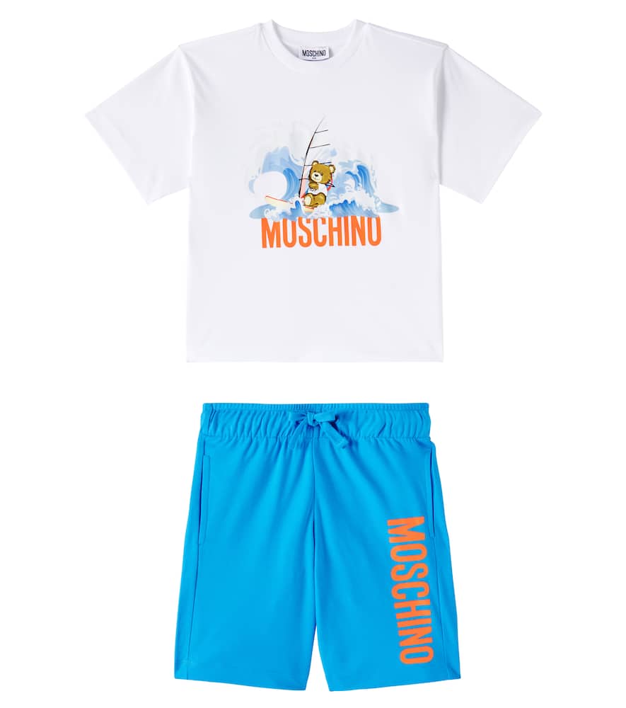 MOSCHINO TEDDY BEAR COTTON T-SHIRT AND SWEATPANTS SET
