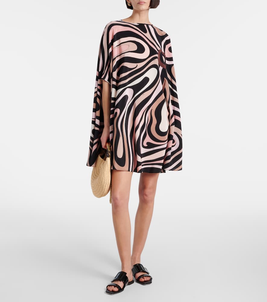 Pucci Abstract Pattern Silk Shirt With Long Sleeves In Beige