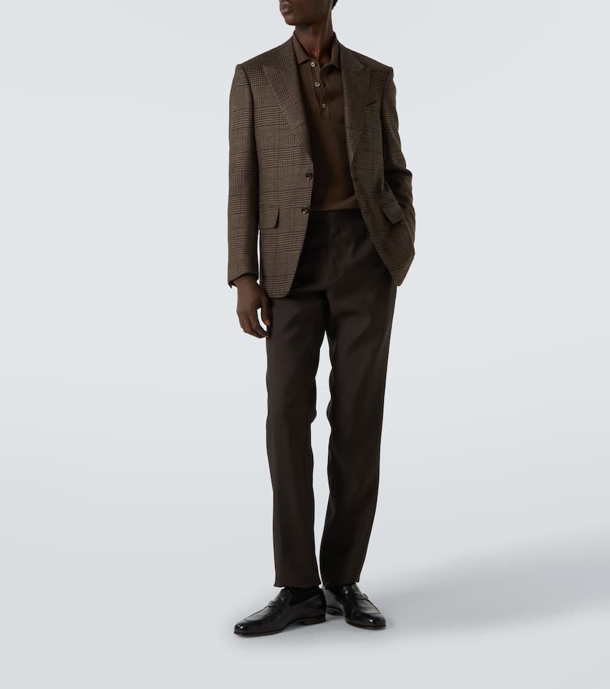 Tom Ford Tobacco Silk And Cashmere Long-sleeved Polo Shirt