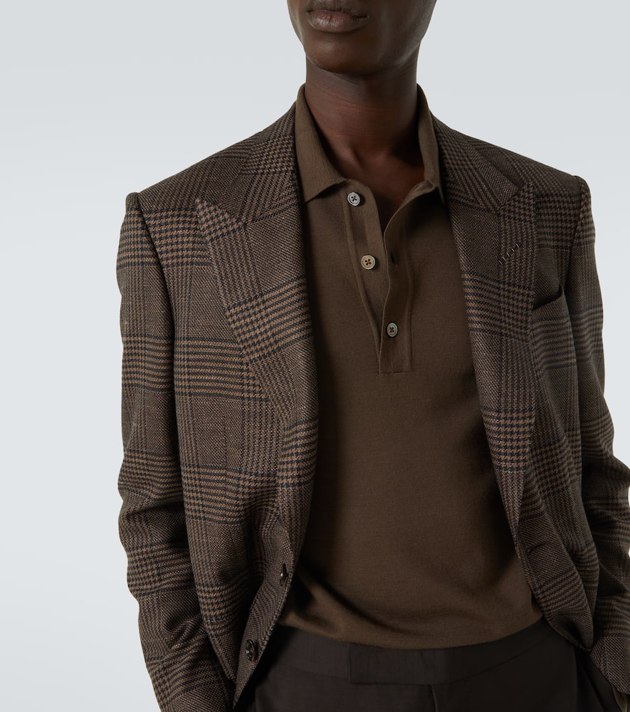 Tom Ford Tobacco Silk And Cashmere Long-sleeved Polo Shirt