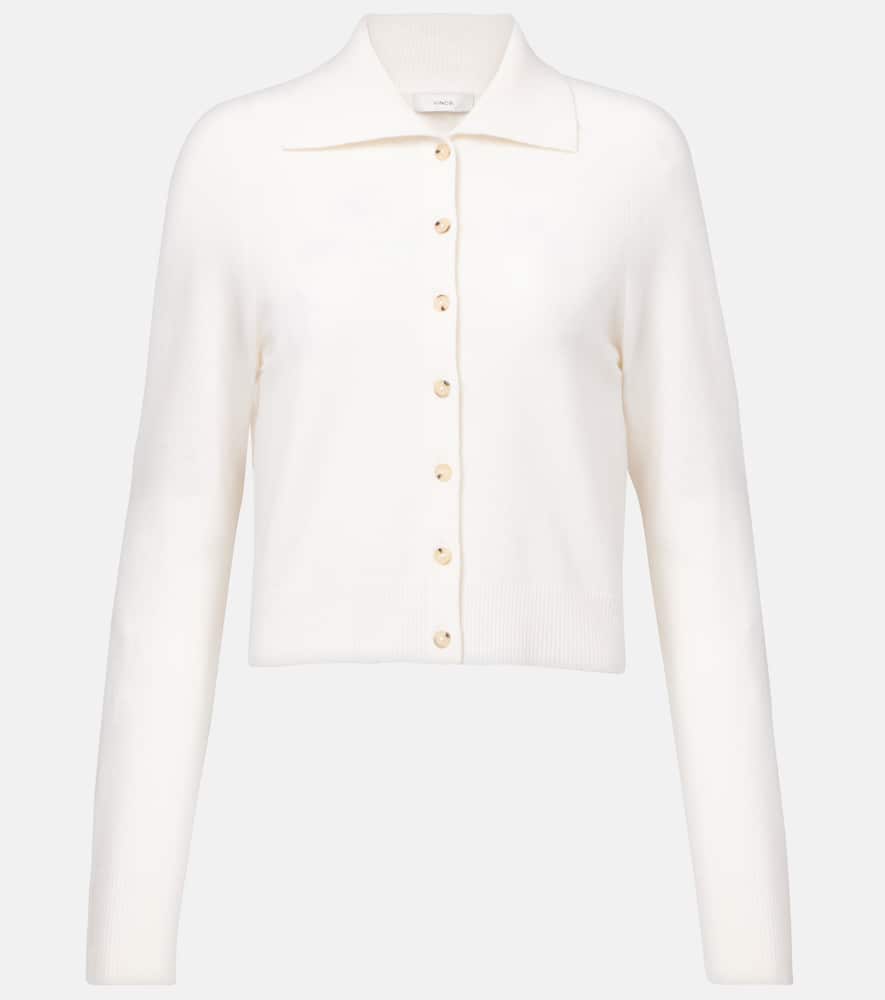 Vince Cashmere-wool Polo Cardigan In White