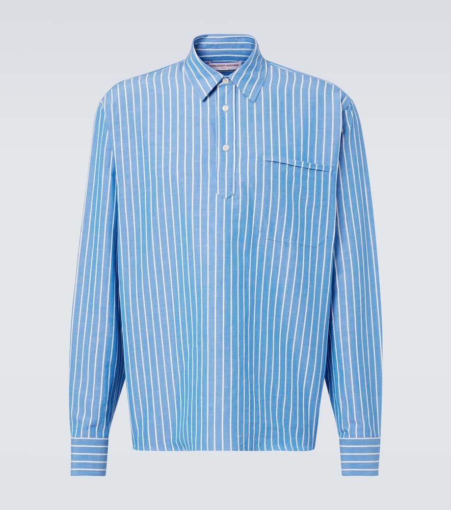 Orlebar Brown Striped Linen And Cotton Shirt In Gold
