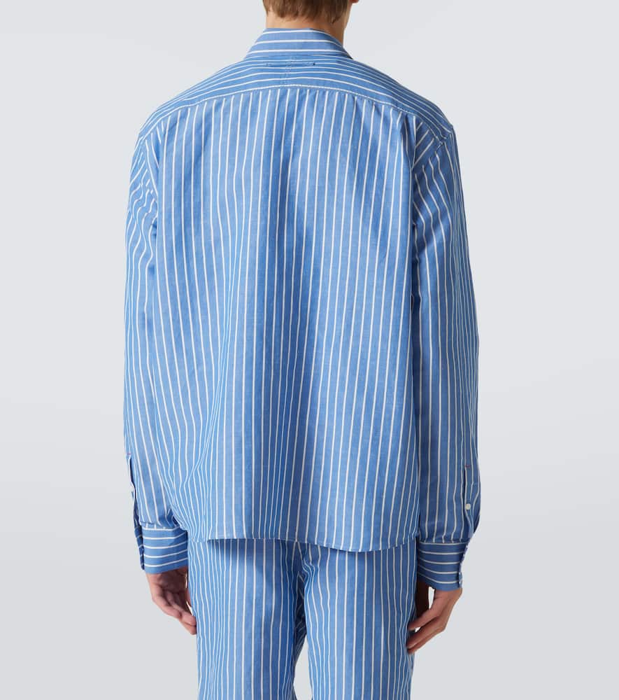 Orlebar Brown Striped Linen And Cotton Shirt In Gold