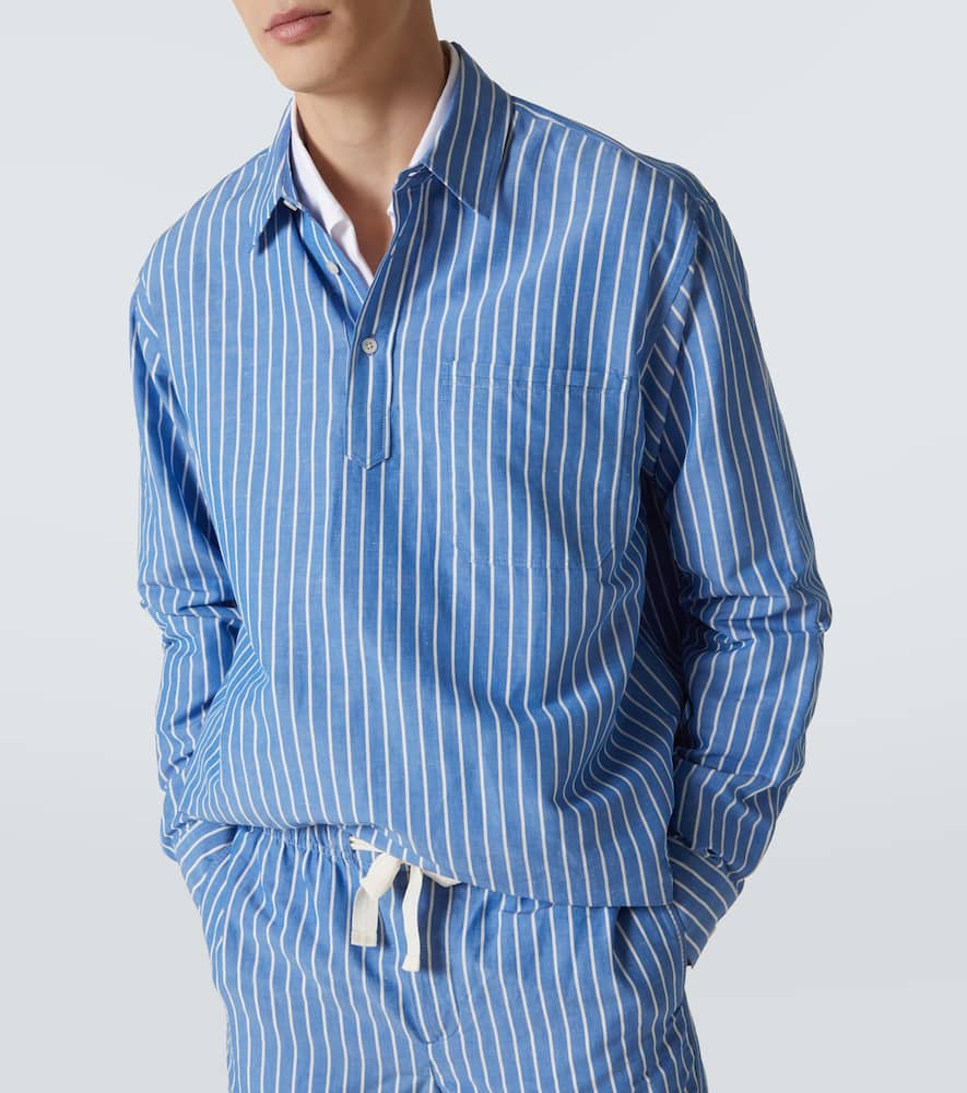 Orlebar Brown Striped Linen And Cotton Shirt In Gold