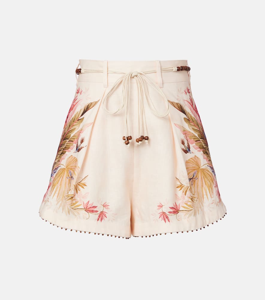 Ascension beaded floral linen shorts