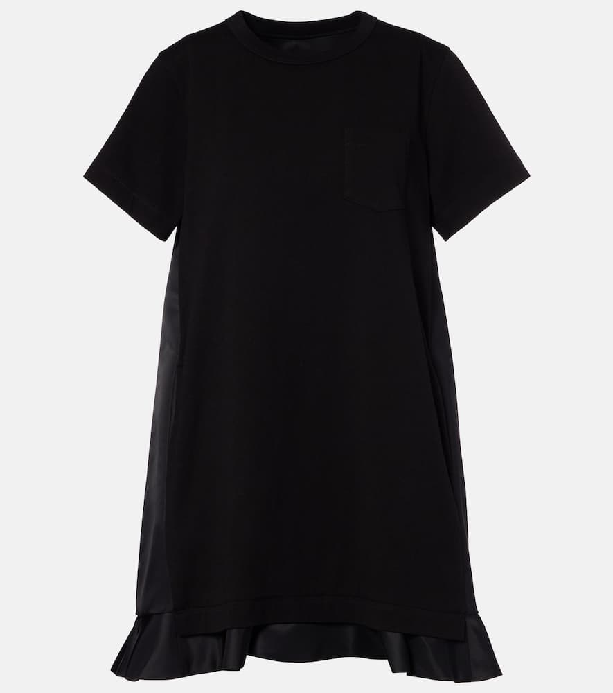 Sacai Ruffled Cotton Minidress In Black