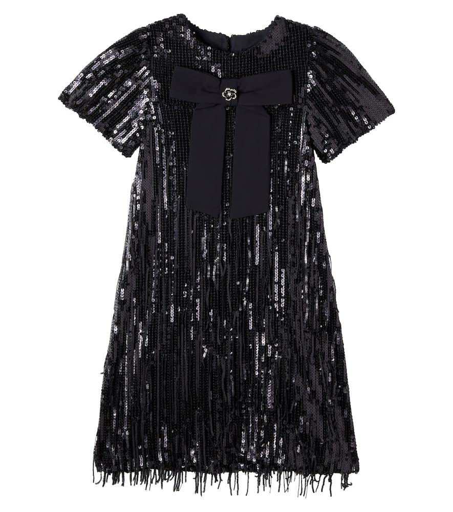 Patachou Bow-detail Sequined Dress In Black