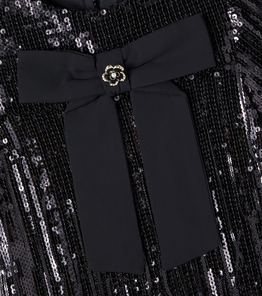 Patachou Bow-detail Sequined Dress In Black