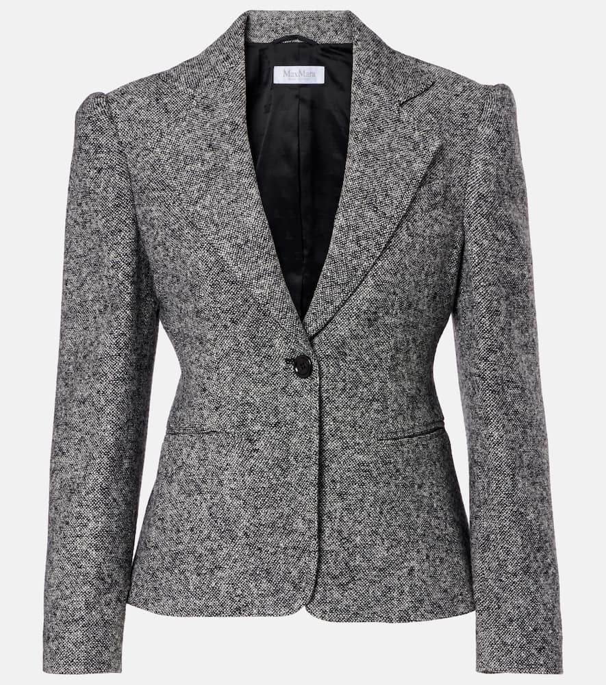 Max Mara Salmone Virgin Wool Blend Blazer In Gray