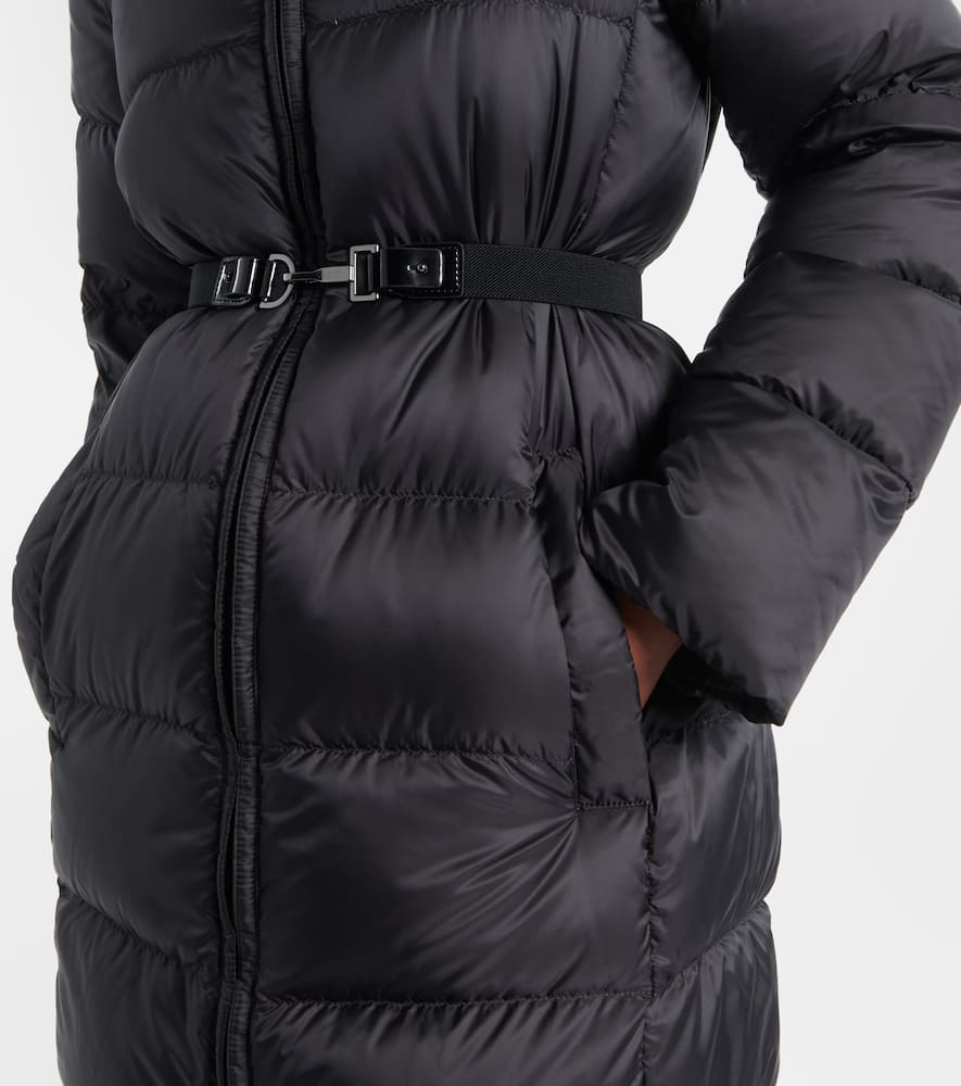 Max Mara Belted Quilted Down Coat In Black