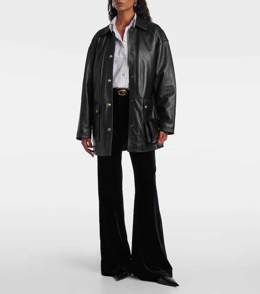 Nili Lotan Effy High-rise Flared Velvet Pants In Black