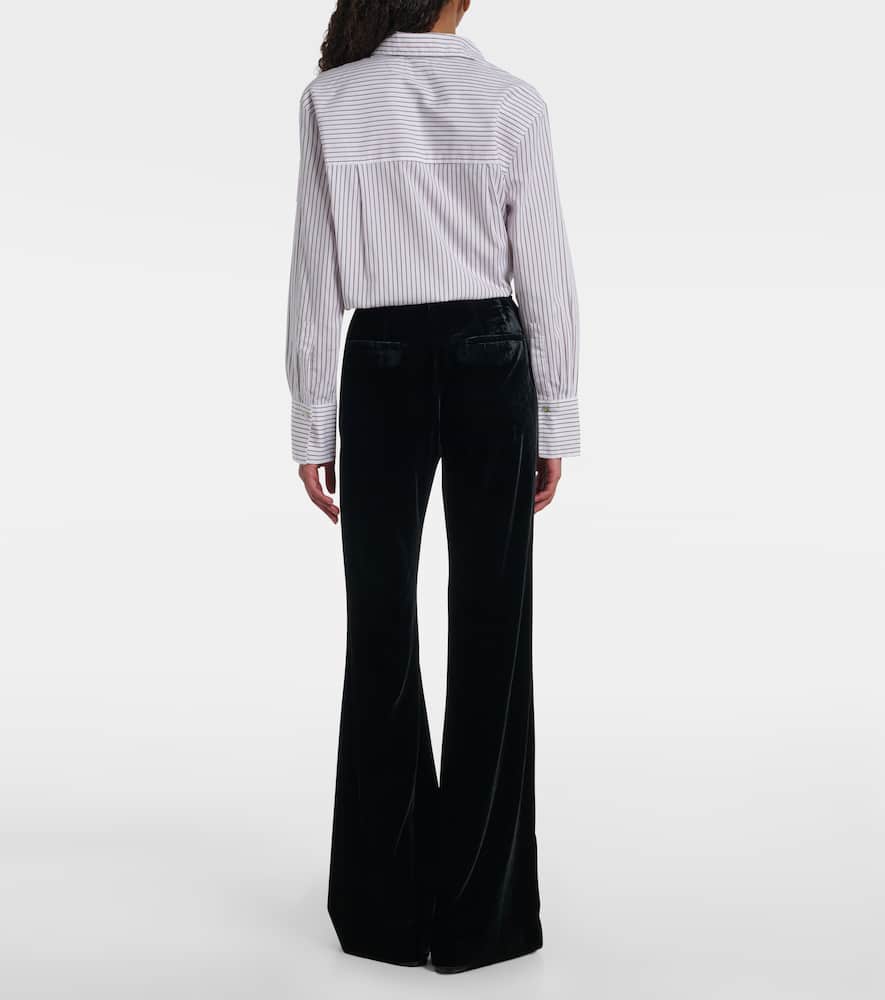 Nili Lotan Effy High-rise Flared Velvet Pants In Black