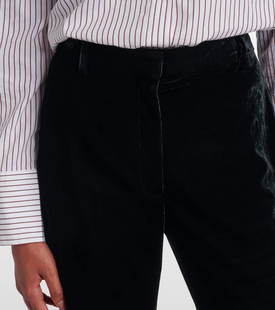 Nili Lotan Effy High-rise Flared Velvet Pants In Black