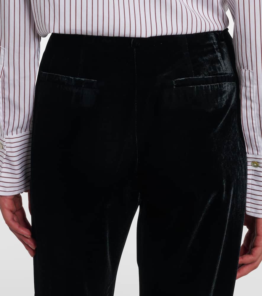 Nili Lotan Effy High-rise Flared Velvet Pants In Black