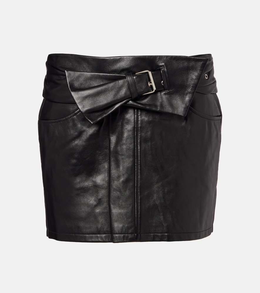 Isabel Marant Clency Belted Leather Miniskirt In Black
