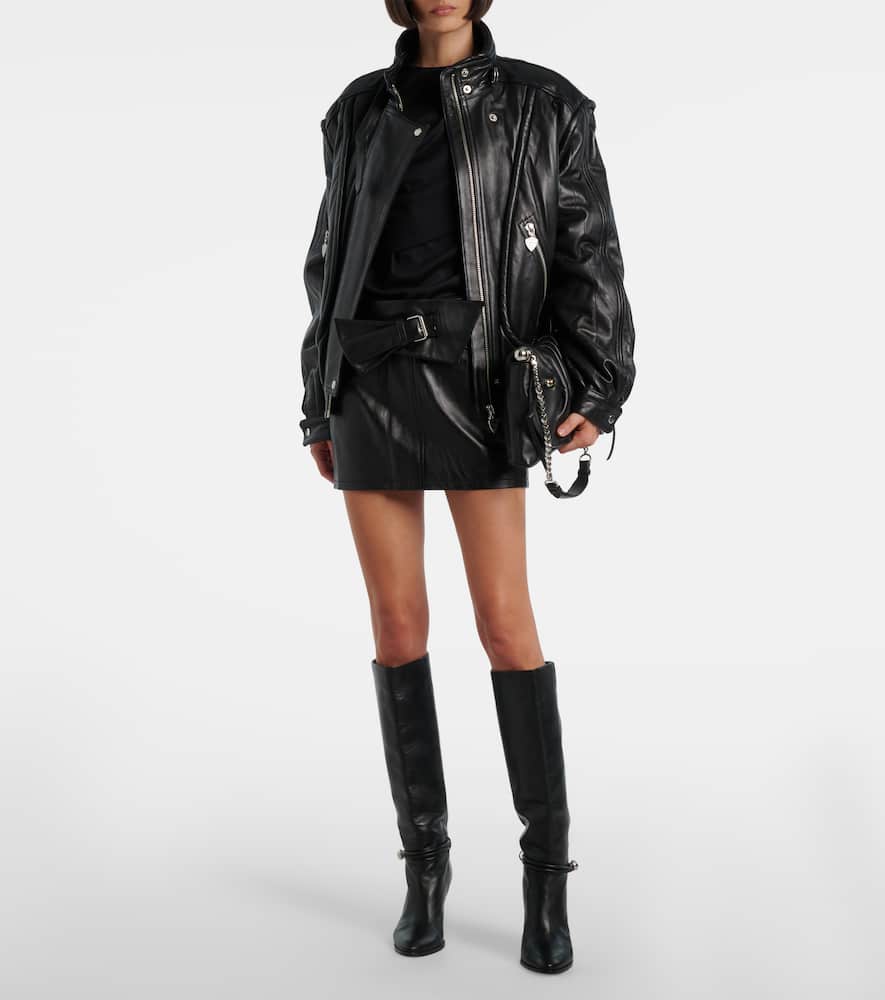 Isabel Marant Clency Belted Leather Miniskirt In Black