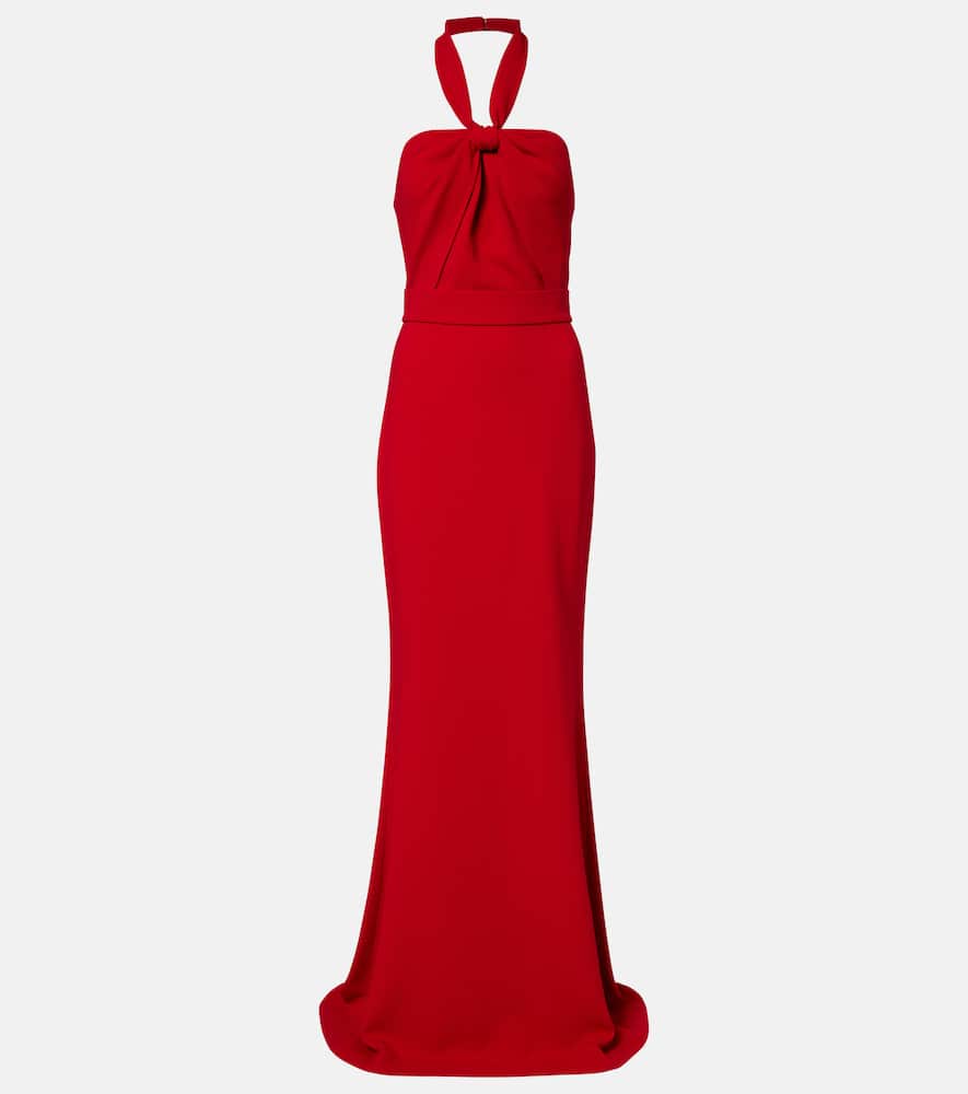 Elie Saab Draped Halterneck Gown In Red
