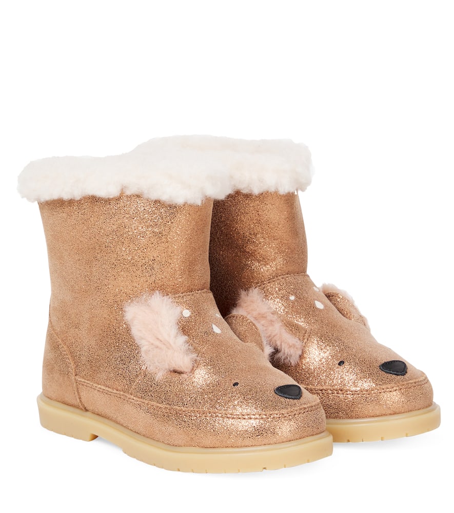 Donsje Eloniek Glitter Leather Boots In Brown