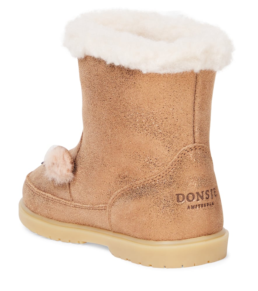 Donsje Eloniek Glitter Leather Boots In Brown