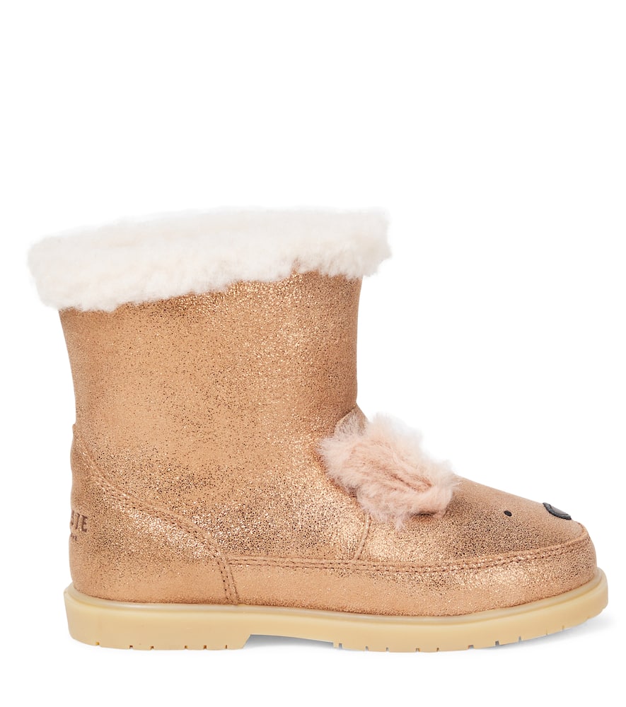 Donsje Eloniek Glitter Leather Boots In Brown