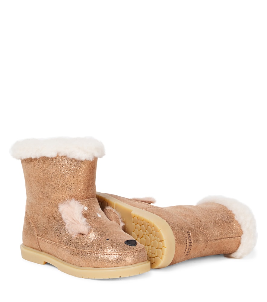 Donsje Eloniek Glitter Leather Boots In Brown