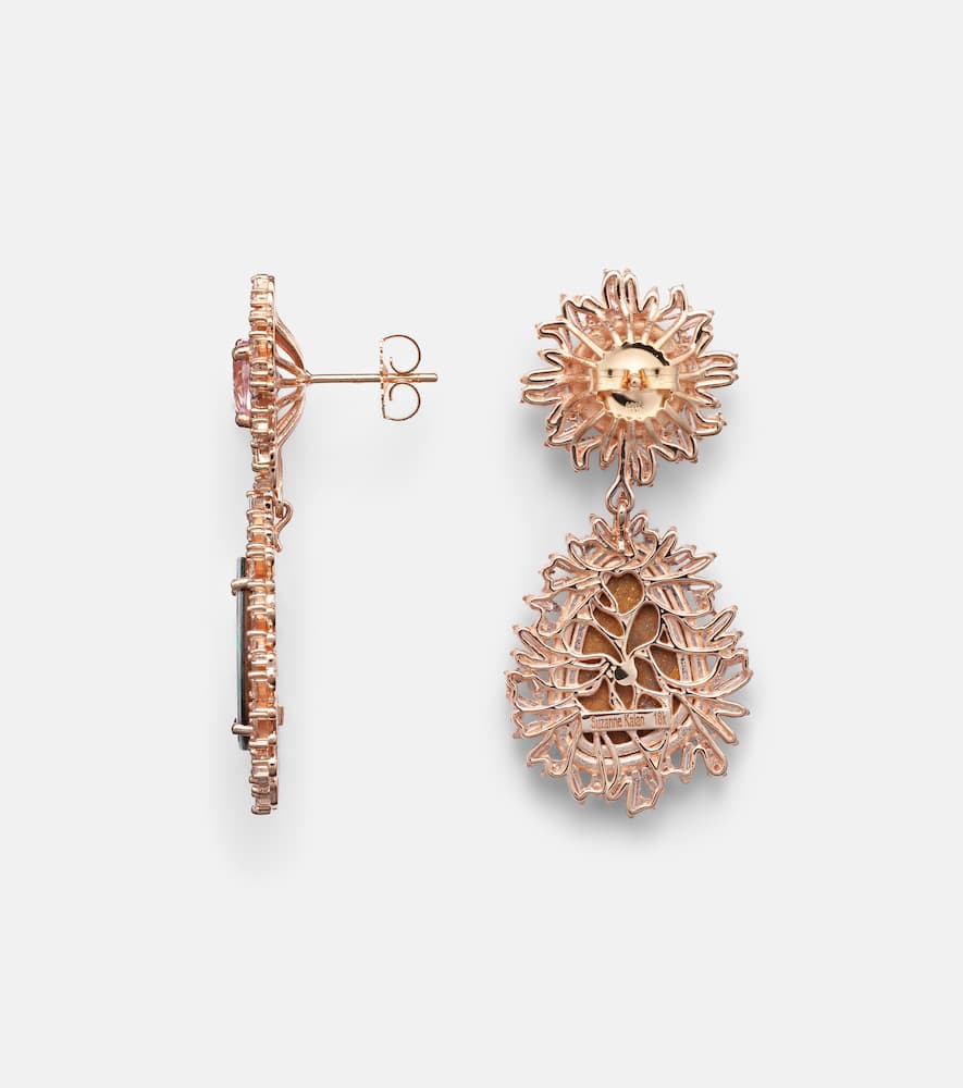 Suzanne Kalan 18kt Rose Gold Drop Earrings With Gemstones In Gold