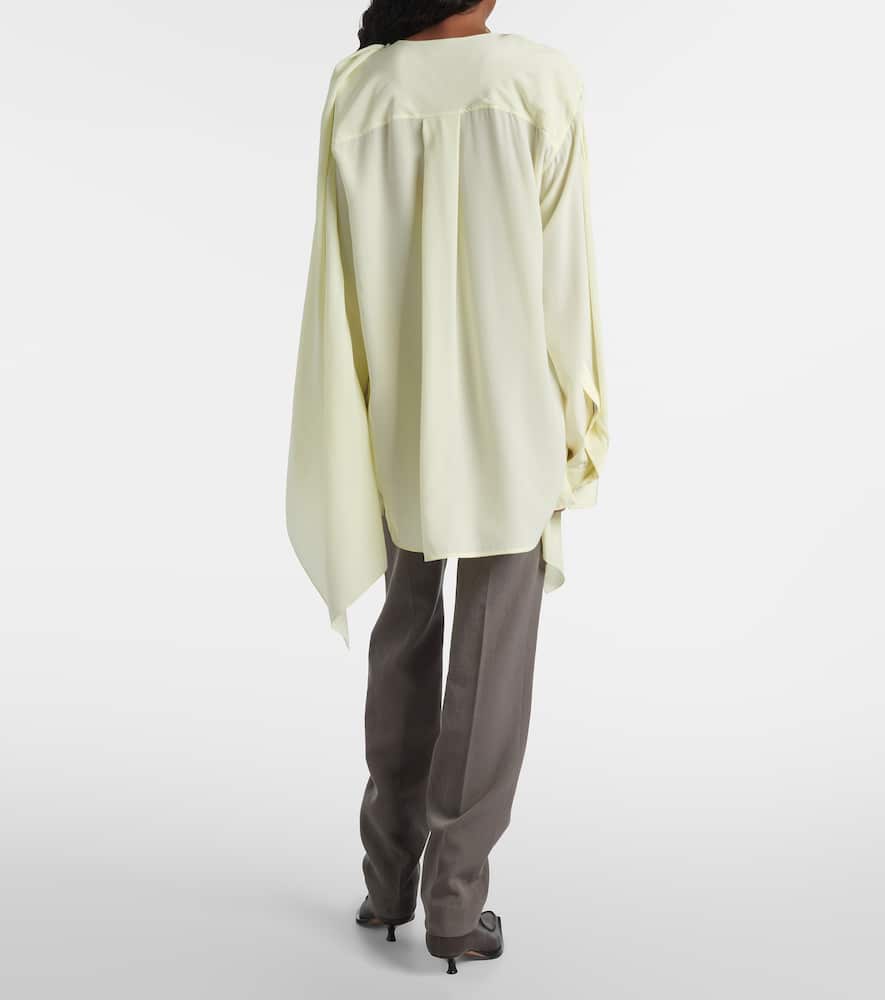 Calvin Klein Kiki Draped Silk Blouse In Yellow