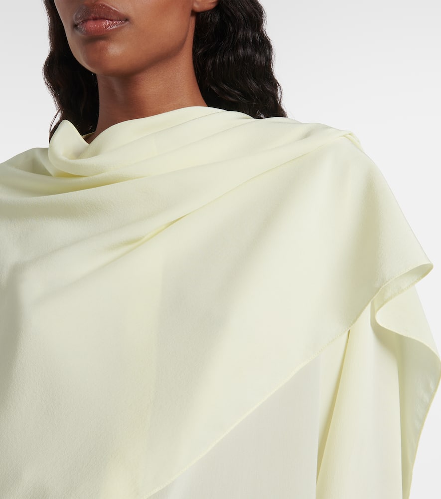 Calvin Klein Kiki Draped Silk Blouse In Yellow