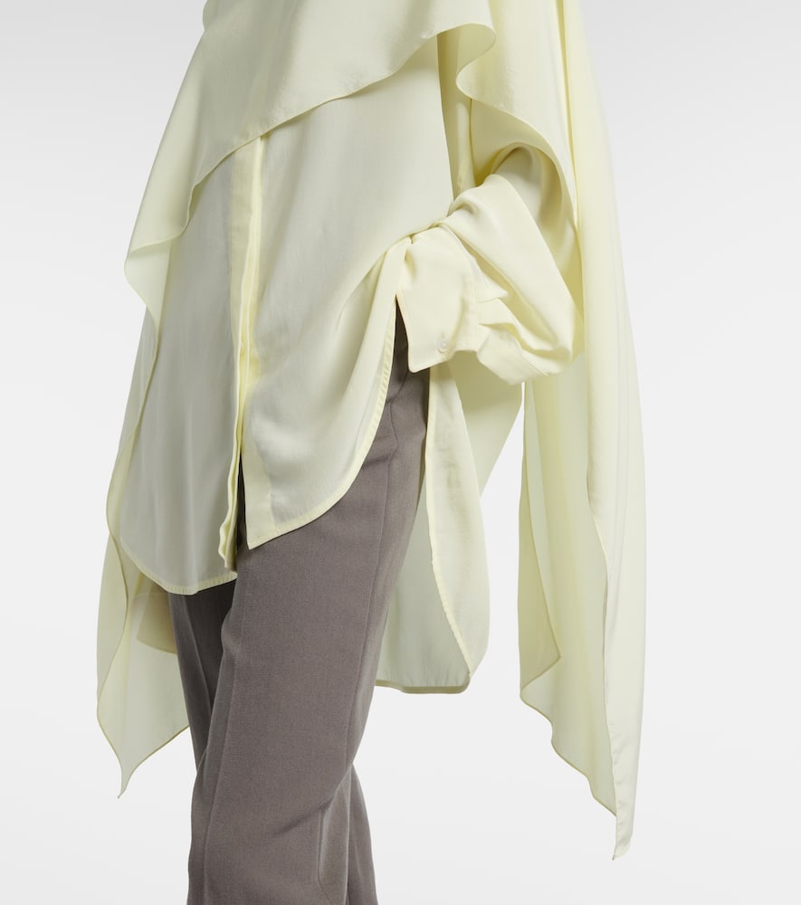 Calvin Klein Kiki Draped Silk Blouse In Yellow