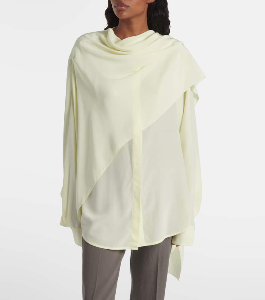 Calvin Klein Kiki Draped Silk Blouse In Yellow