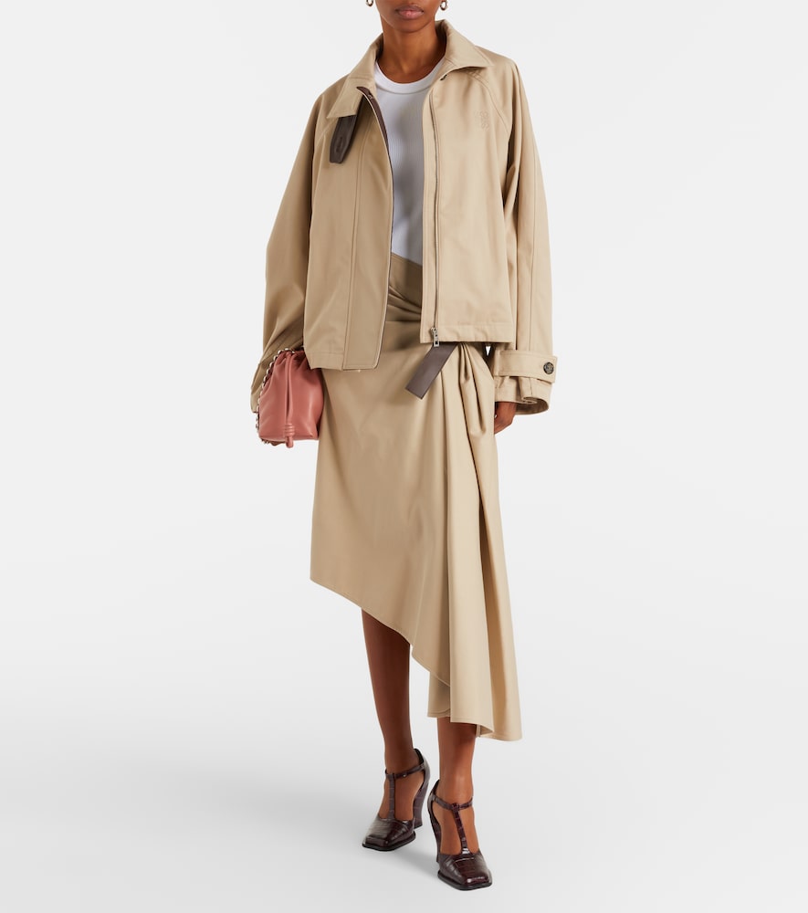  Loewe Loewe Leather-trimmed Cotton And Silk Midi Skirt 