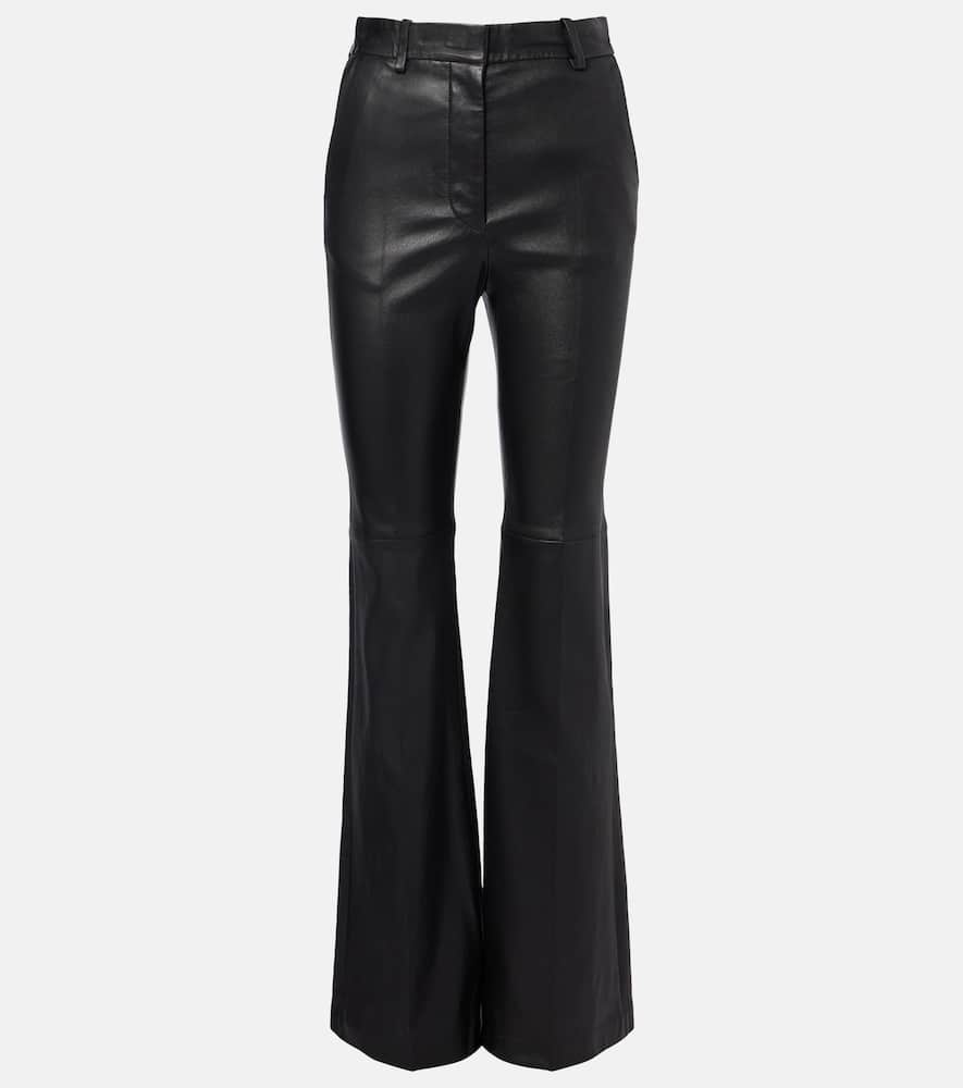 Joseph Tafira Mid-rise Leather Flared Pants In Black