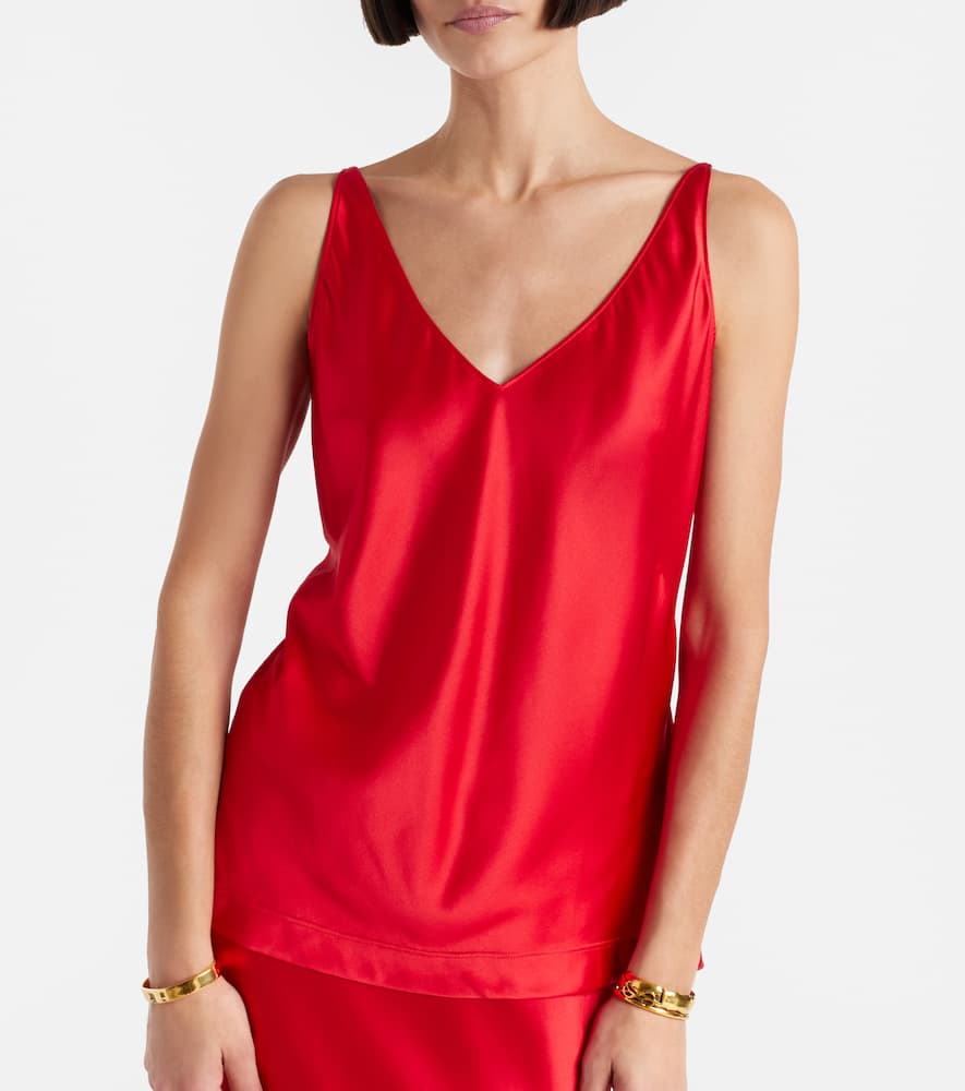 Dorothee Schumacher Sense Of Shine Silk-blend Satin Camisole In Red