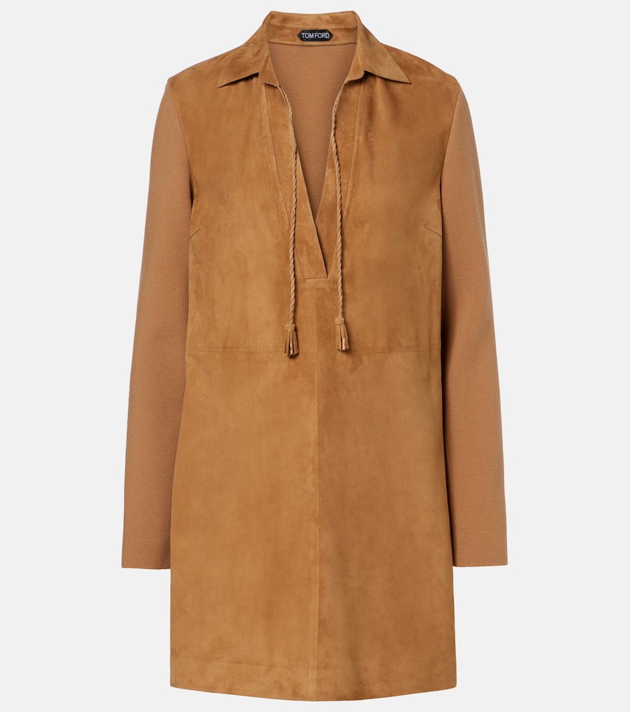 Tom Ford Wool Blend and Suede Minidress