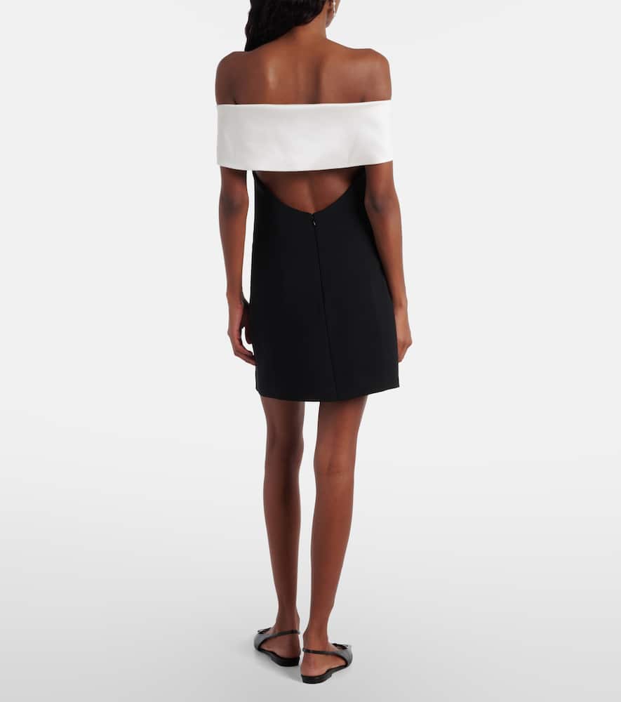 花卉贴花露肩迷你连衣裙