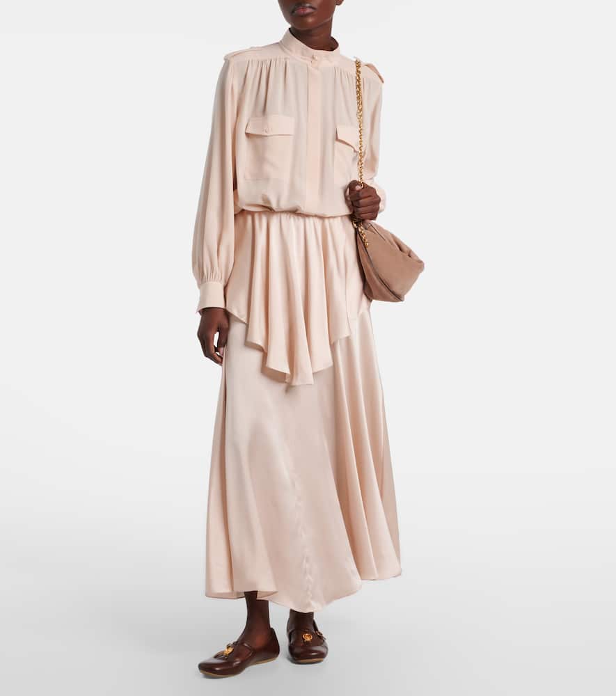 Chloé Ruffled Silk Skirt In Pink