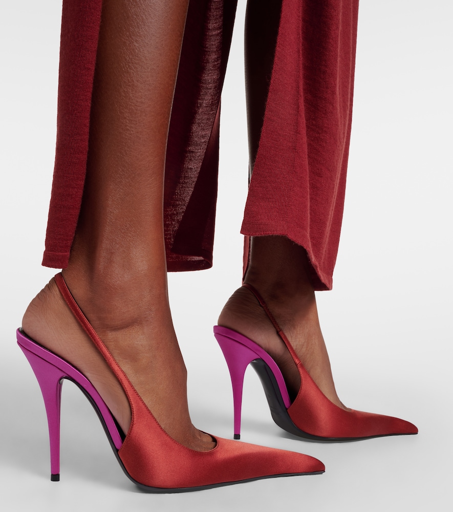 Saint Laurent Deroche crêpe satin slingback pumps
