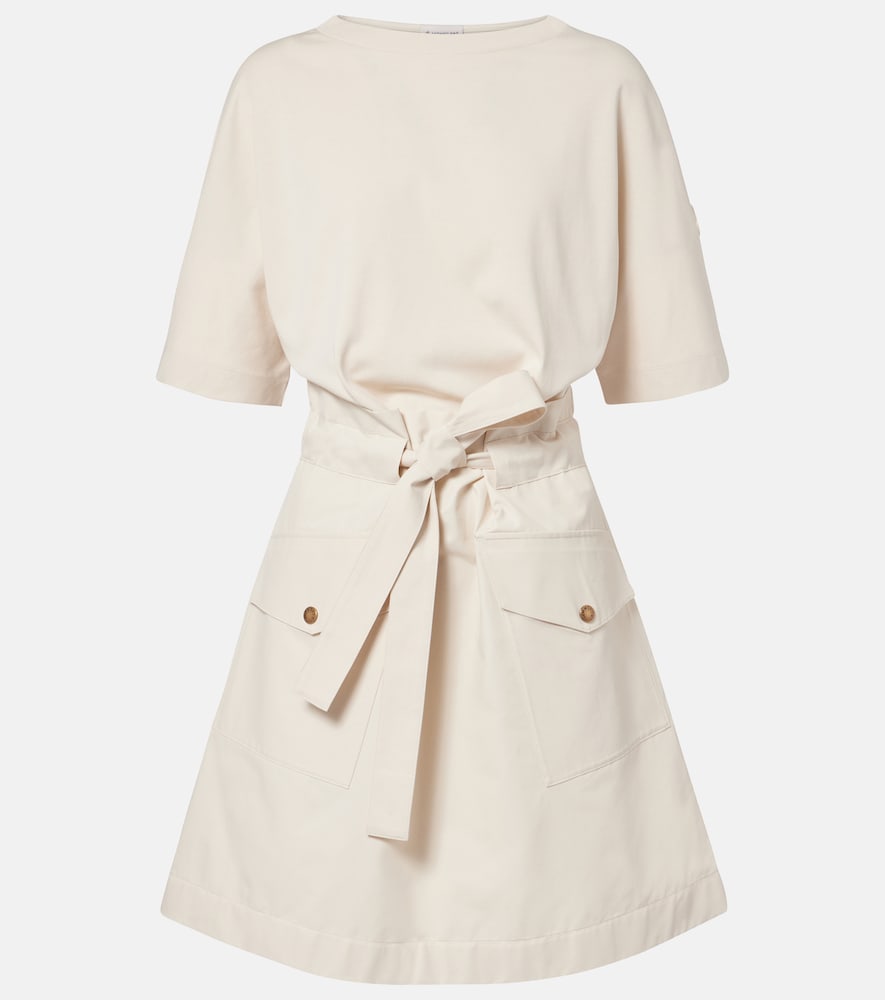 Moncler Belted cotton-blend jersey minidress
