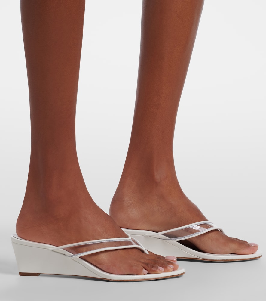 Veronica Beard Clea leather-trimmed wedge thong sandals