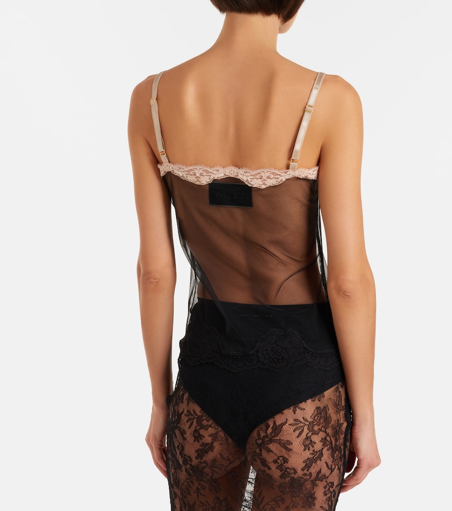  Valentino Valentino Top Aus Mesh Mit Spitze 
