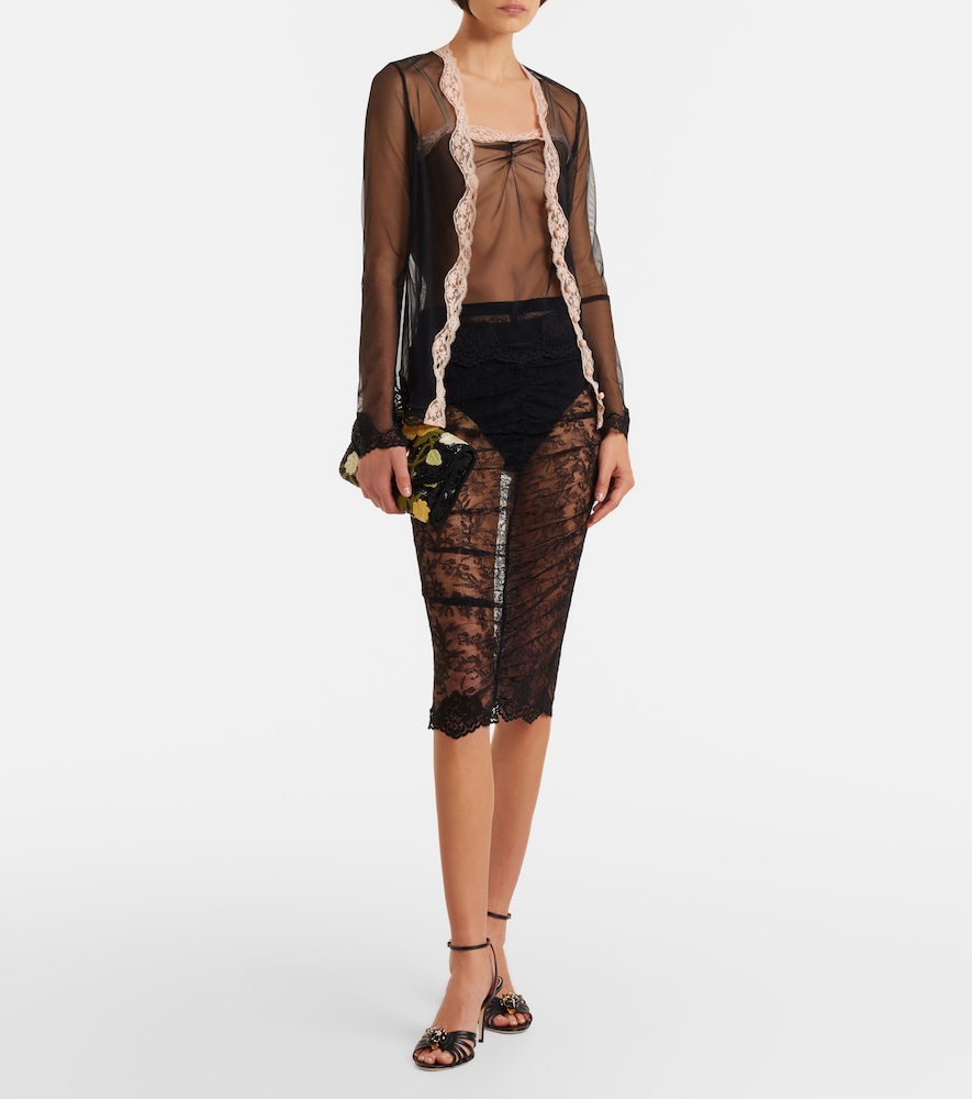  Valentino Valentino Top Aus Mesh Mit Spitze 